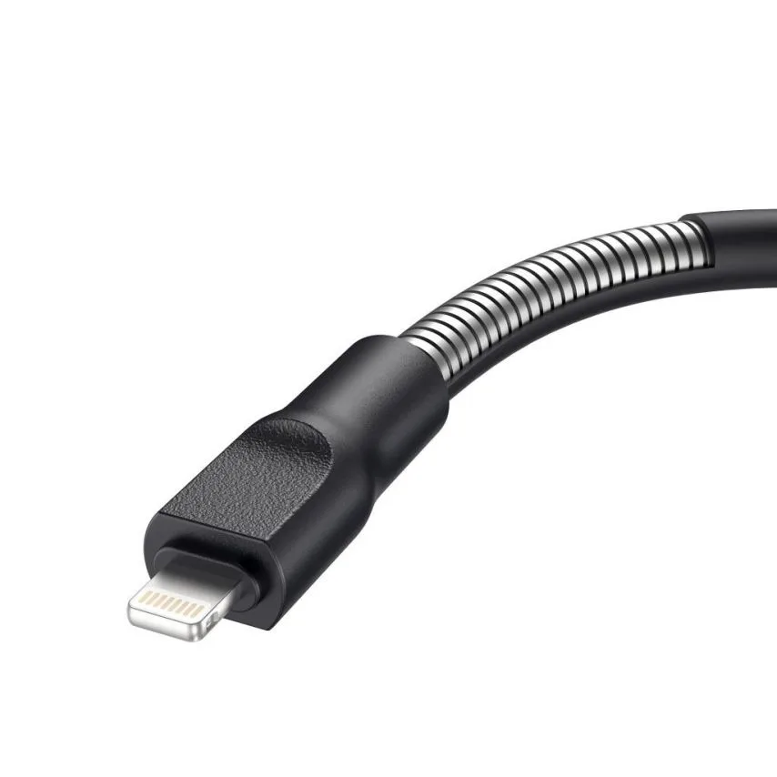 Кабель USB XO силіконовий 1,2 м чорний Lightning 2,4A