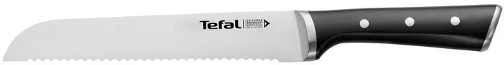 Ніж для хліба Tefal Ice Force, 20 см, з нержавіючої сталі, пластиковою ручкою, чорного кольору.