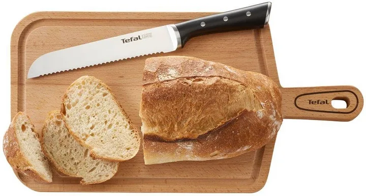 Ніж для хліба Tefal Ice Force, 20 см, з нержавіючої сталі, пластиковою ручкою, чорного кольору.