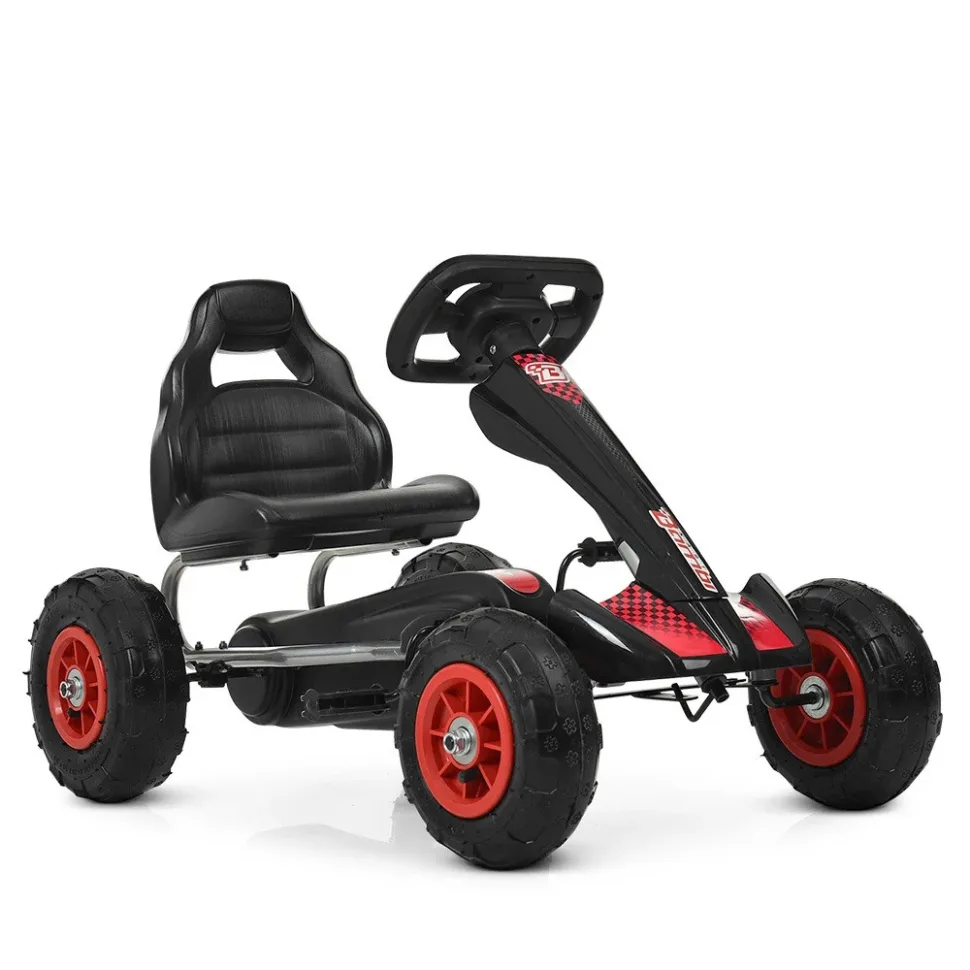 Карт педальный Bambi Racer металл 83 см чёрный надувные колеса