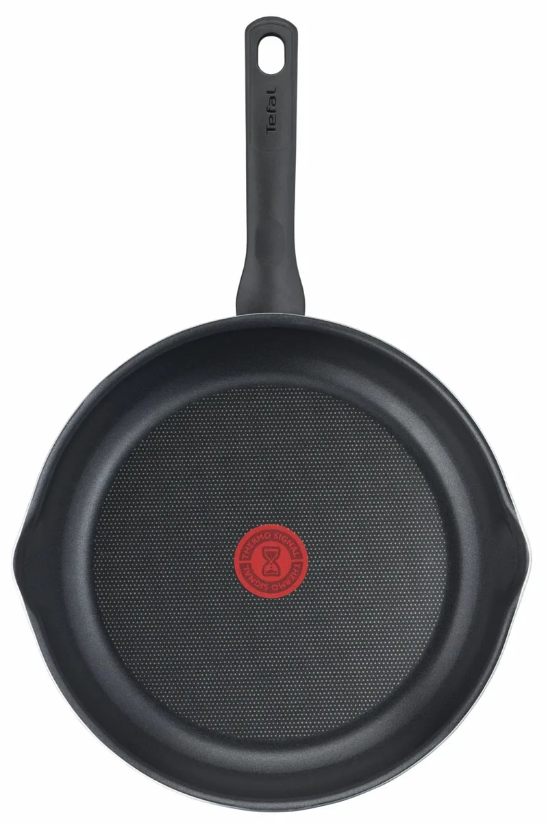 Сковорода з кришкою Tefal Day by Day, 24 см, алюмінієва, з бакелітовою ручкою та скляною кришкою, чорного кольору.