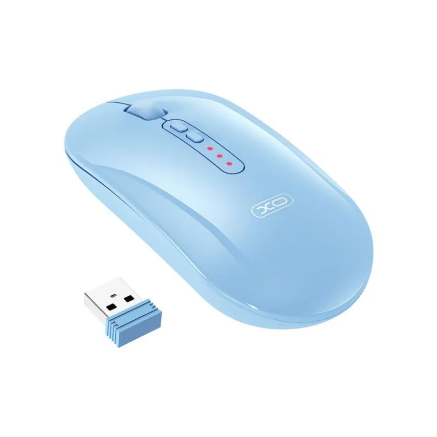 Мишка бездротова XO PC ABS 113х57,5х26,7 мм Синя