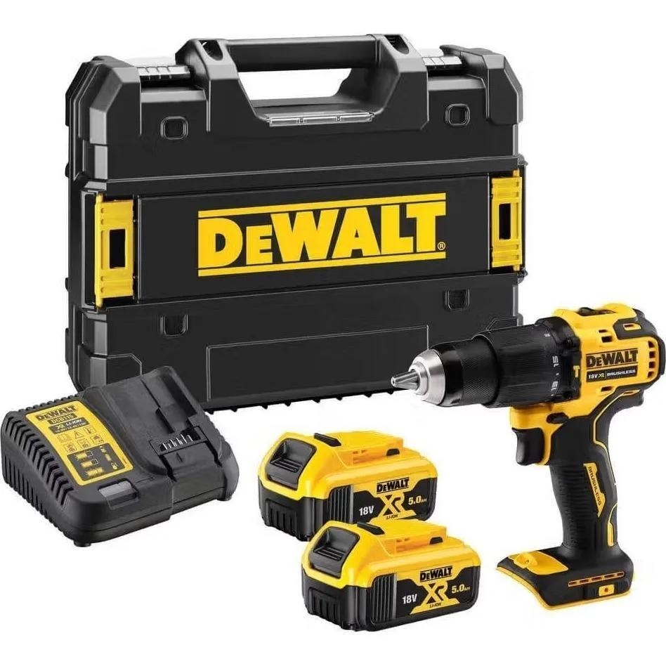 Акумуляторний ударний шурупокрут-дриль DeWALT XR Li-Ion 18В 2х5А·год 65Нм 0-450·0-1650об/хв в кейсі, вага 1.2кг.