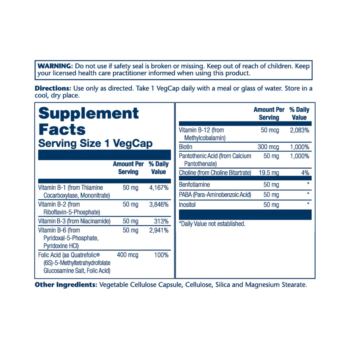 Methyl B-Complex Solaray вегетарианские капсулы 50 мг 60 шт