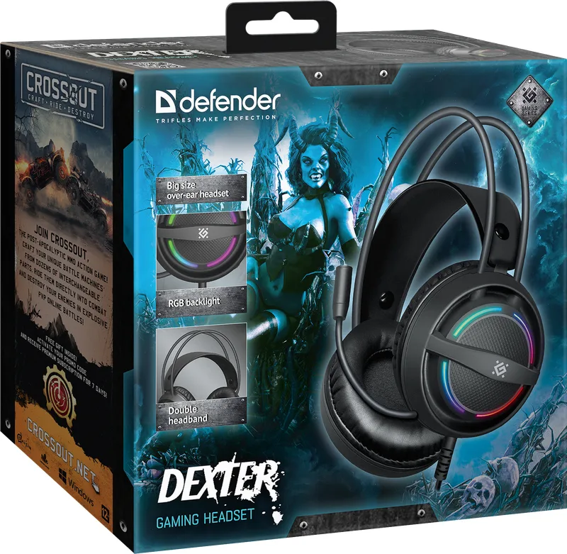 Гарнітура Defender дротова 50 мм чорна 2 м RGB