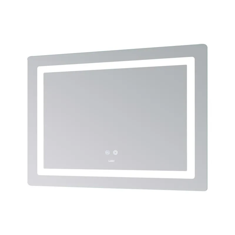 Дзеркало Lidz KU2 з LED-підсвічуванням Touch антизапотіванням 900х700 мм алюміній/пластик