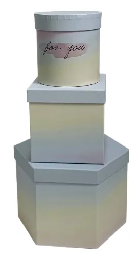 Подарункові коробки UFO Картон 22x20x15 13.5x13.5x13.5 12x12 Градієнтний мікс 3 шт