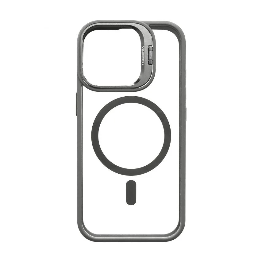 Чохол MagSafe для iPhone 17 пластик силікон light grey з підставкою та захистом для камер