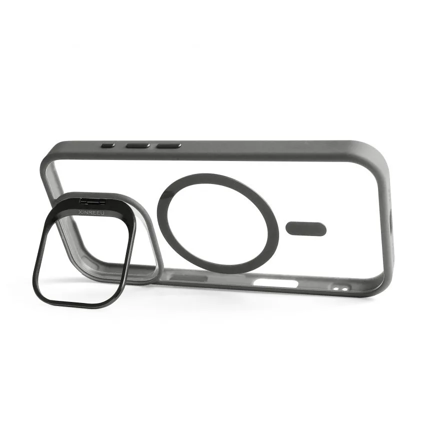 Чохол MagSafe для iPhone 17 пластик силікон light grey з підставкою та захистом для камер
