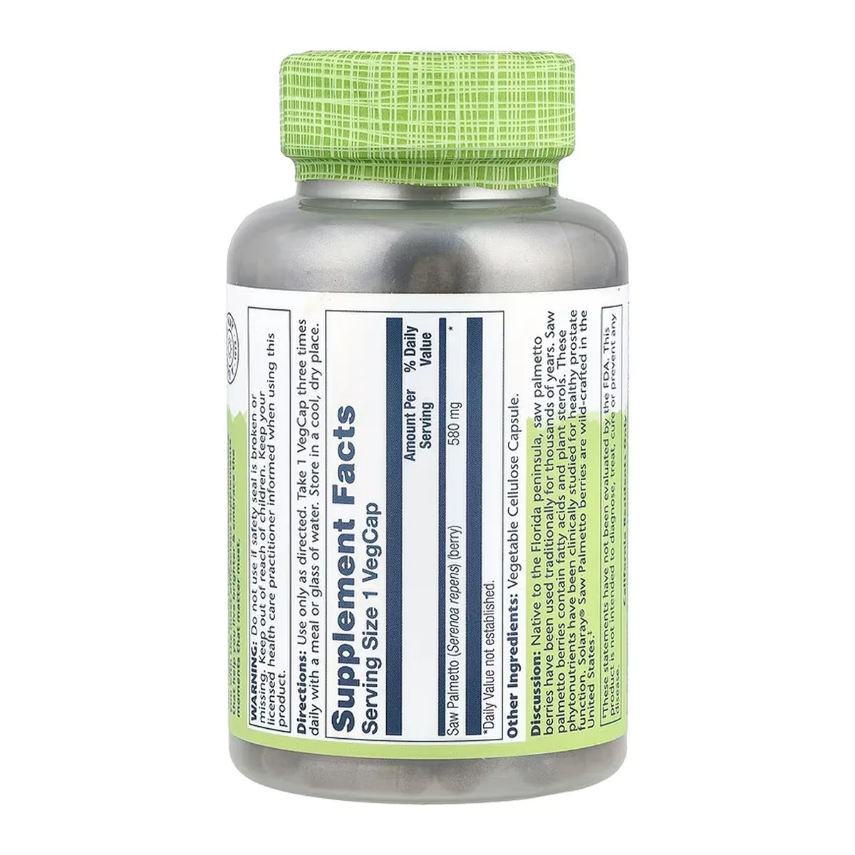 Saw Palmetto Berry Solaray веганські капсули 580 мг 180 шт