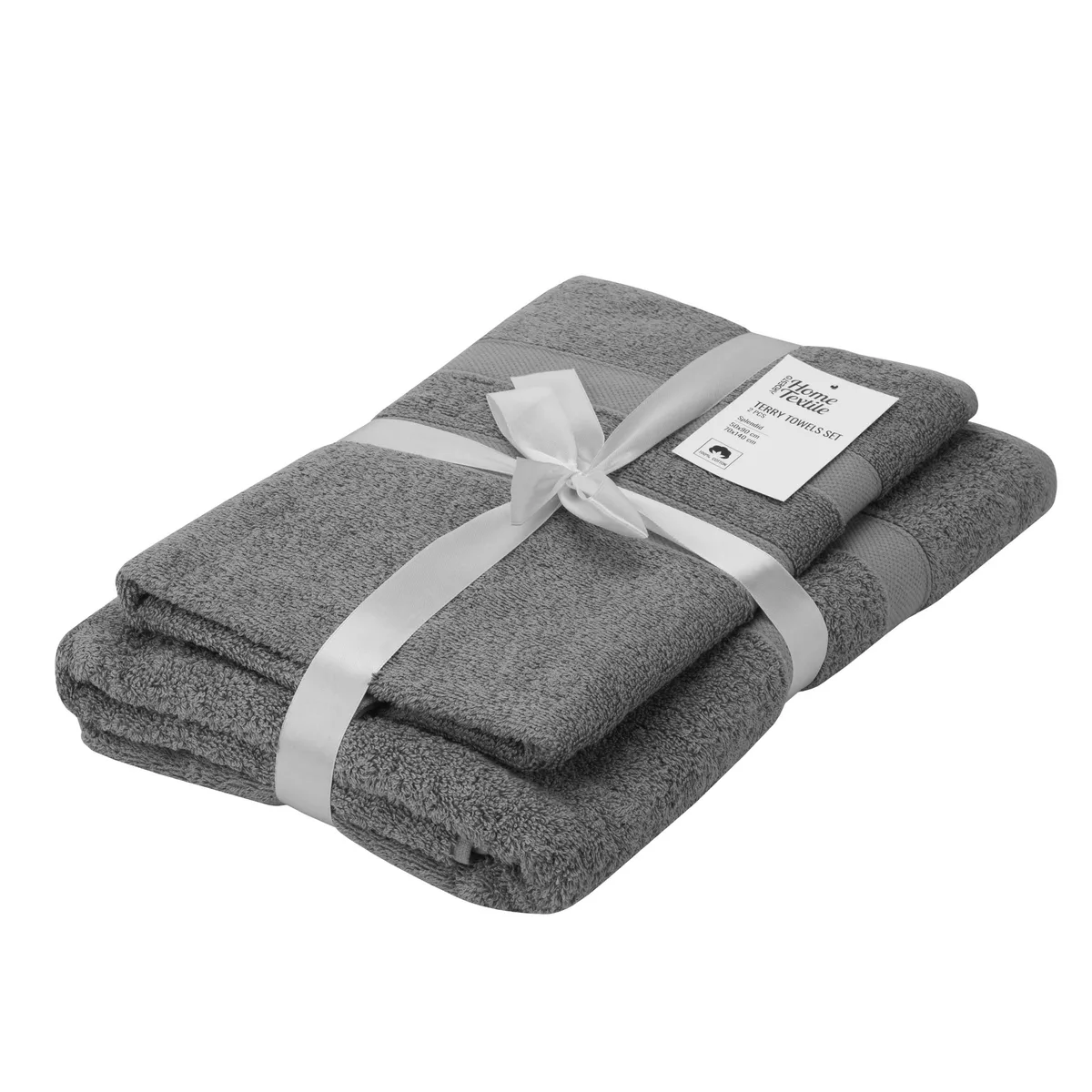 Комплект махрових рушників ARDESTO Splendid 50х90см, 70х140см, 2 шт, 100% бавовна, сірий.
