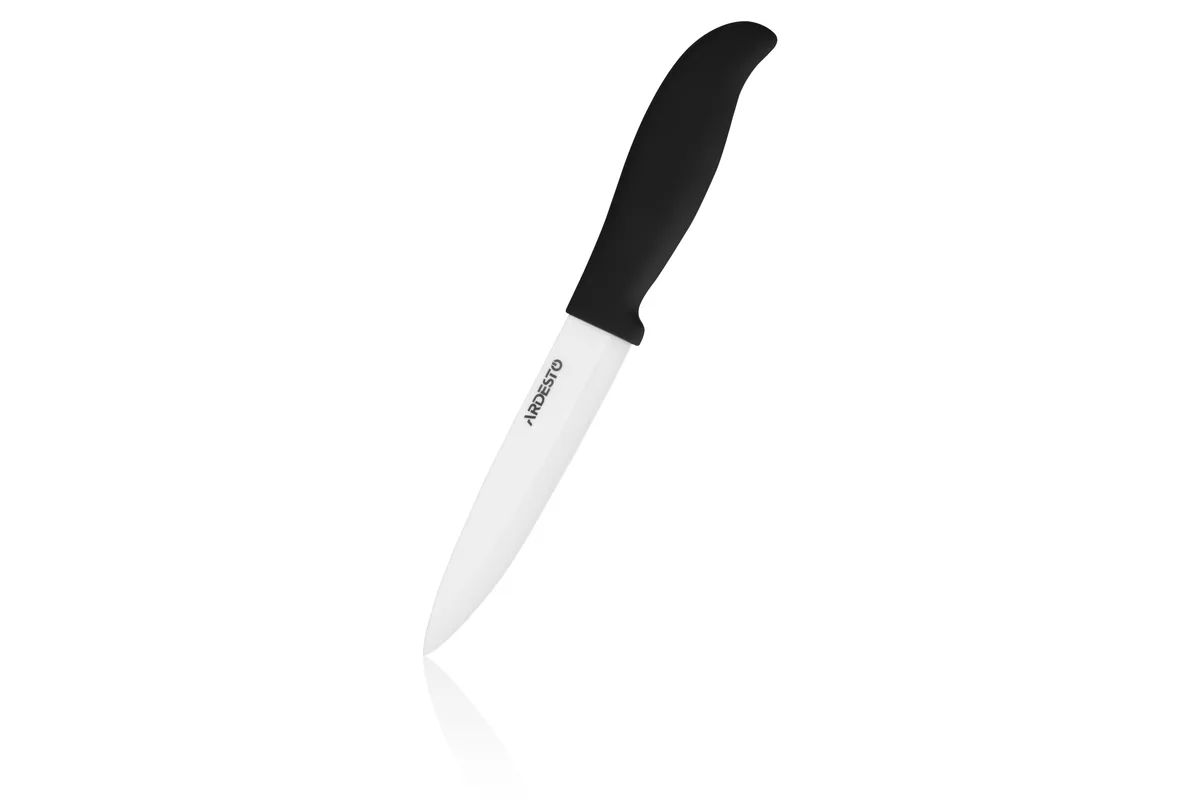 Керамический нож для нарезки ARDESTO Fresh, 125 см, с пластикой ручкой, черного цвета.