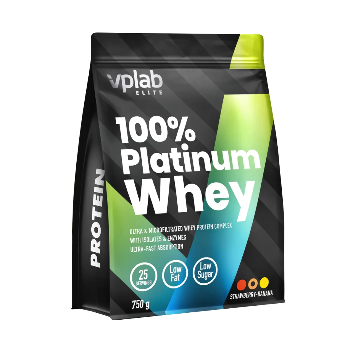 VPLab 100% Platinum Whey 750g Сироватковий білок Смак полуниця-банан