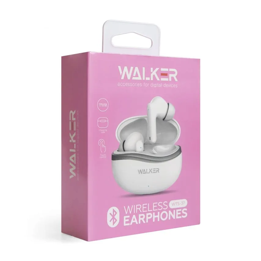 Наушники Bluetooth WALKER вакуумные TWS 30mAh белые