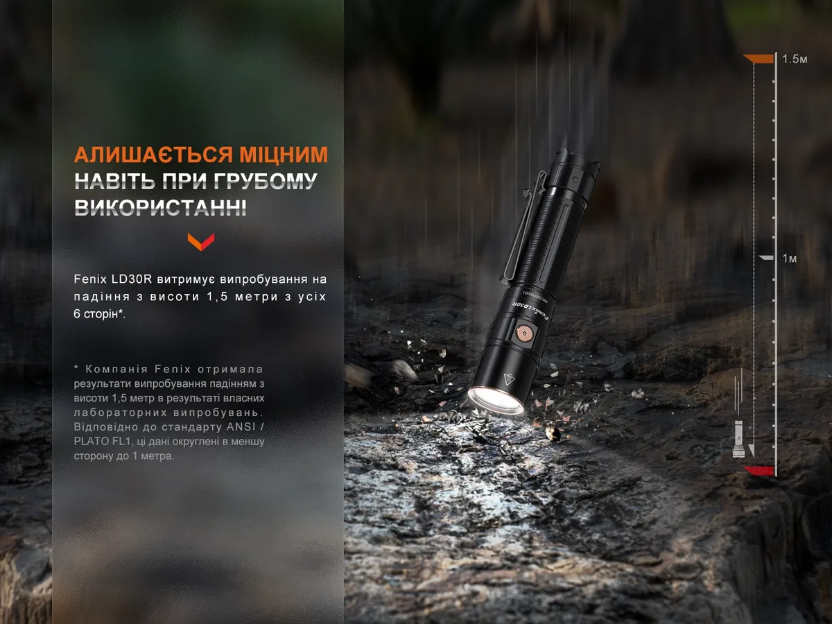 Ліхтар ручний Fenix алюміній 129,7х26,5х22,6 мм чорний