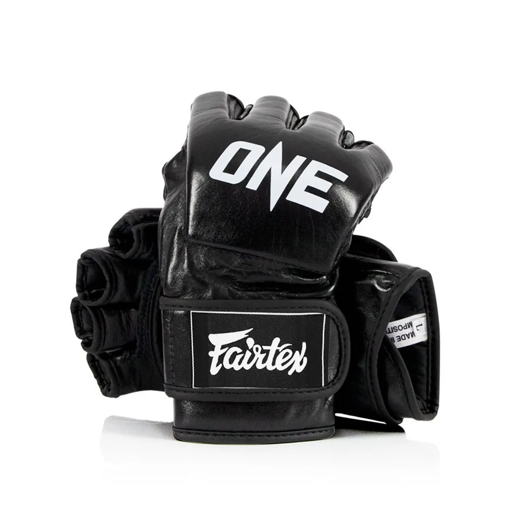 Рукавиці для ММА Fairtex натуральна шкіра L чорні
