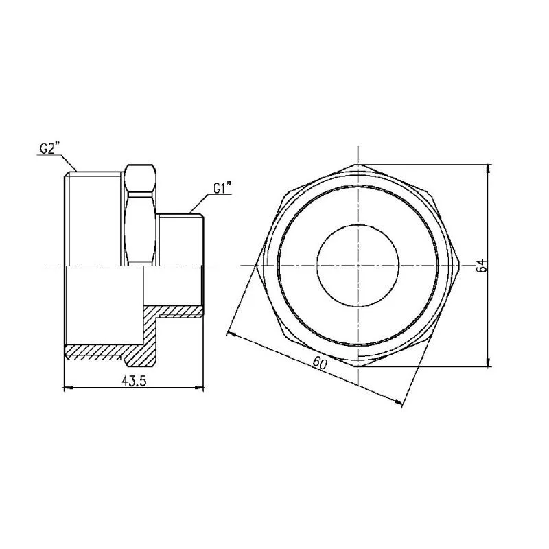 Ниппель редукционный 2"x1" латунный никелированный Thermo Alliance Forte