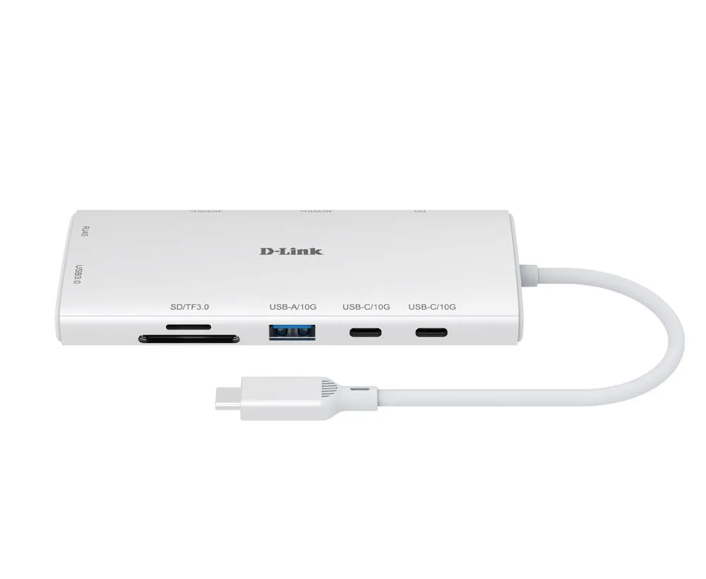 USB-C Хаб D-Link DUP-A01 10в1 2xHDMI, 1xGE, 2xUSB-C, 1xUSB-A 3.1, 1xUSB-A 3.0, 1xSD, 1xmicroSD, 1xUSB-C PD