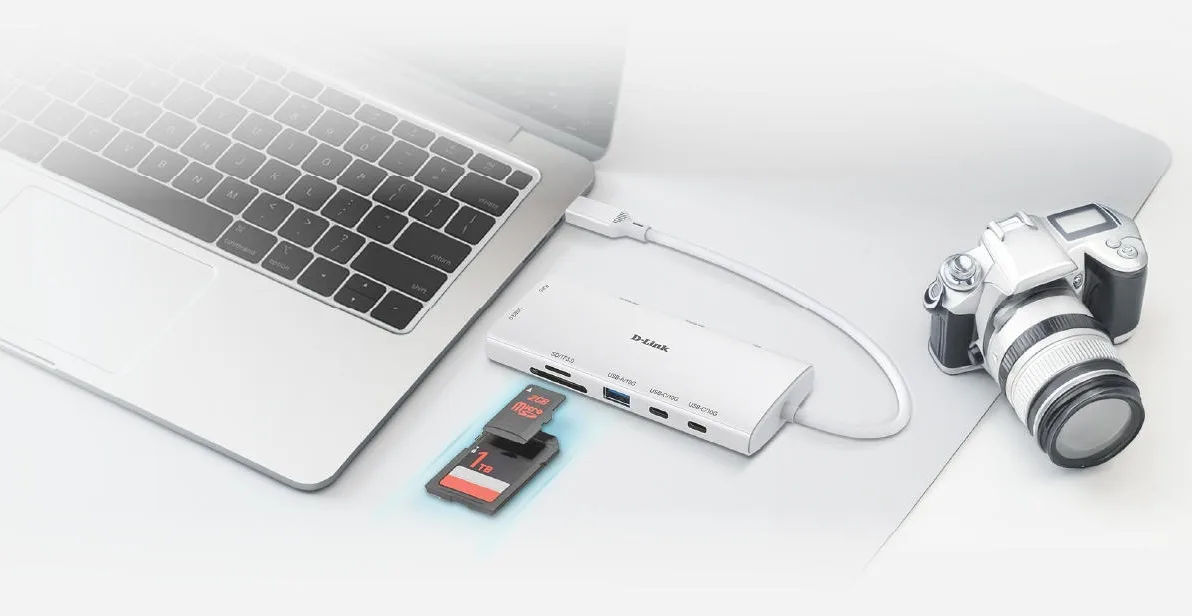 USB-C Хаб D-Link DUP-A01 10в1 2xHDMI, 1xGE, 2xUSB-C, 1xUSB-A 3.1, 1xUSB-A 3.0, 1xSD, 1xmicroSD, 1xUSB-C PD
