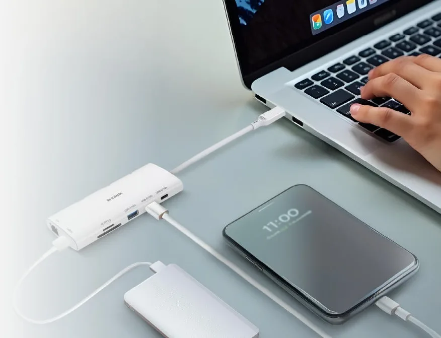 USB-C Хаб D-Link DUP-A01 10в1 2xHDMI, 1xGE, 2xUSB-C, 1xUSB-A 3.1, 1xUSB-A 3.0, 1xSD, 1xmicroSD, 1xUSB-C PD