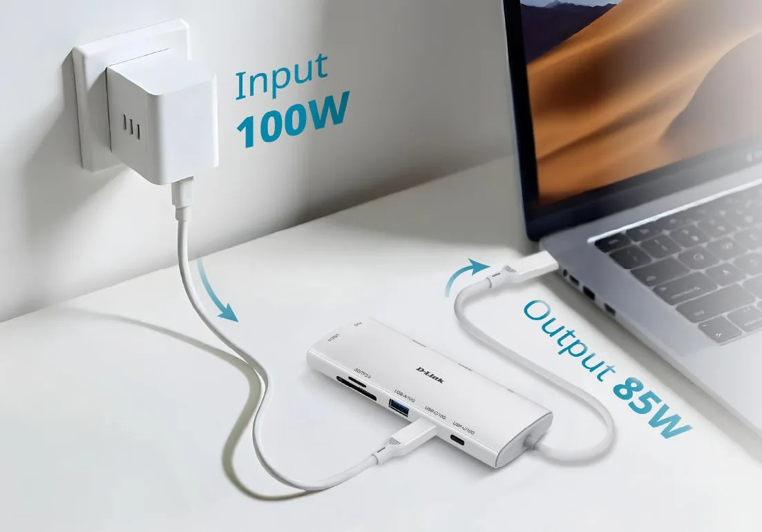 USB-C Хаб D-Link DUP-A01 10в1 2xHDMI, 1xGE, 2xUSB-C, 1xUSB-A 3.1, 1xUSB-A 3.0, 1xSD, 1xmicroSD, 1xUSB-C PD