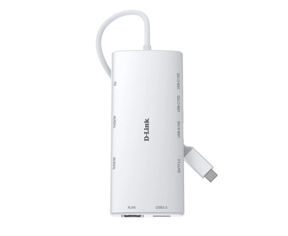 USB-C Хаб D-Link DUP-A01 10в1 2xHDMI, 1xGE, 2xUSB-C, 1xUSB-A 3.1, 1xUSB-A 3.0, 1xSD, 1xmicroSD, 1xUSB-C PD
