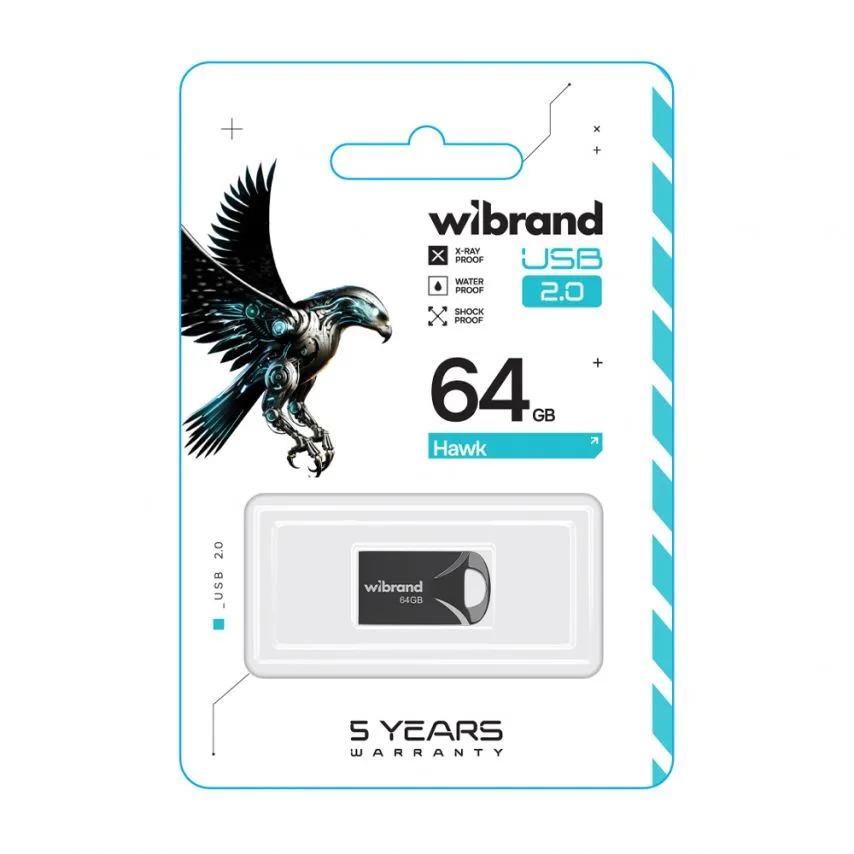 Флеш-пам'ять USB Wibrand пластик 64Гб чорна