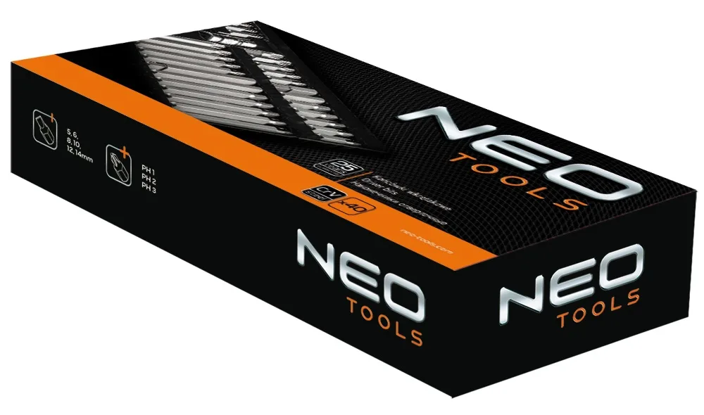 Набор битов Neo Tools с переходниками (2 шт), H, M, T, сталь S2, в кейсе, 40 шт