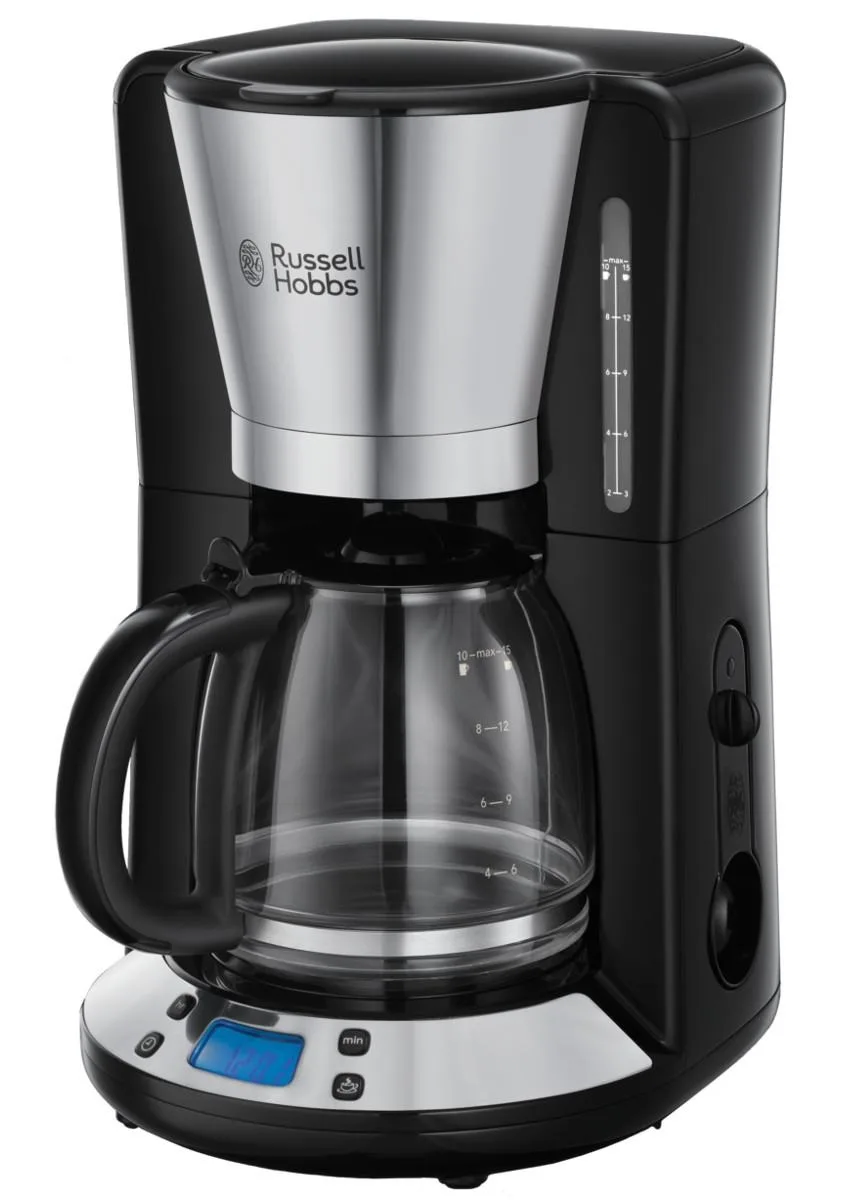 Кавоварка Russell Hobbs крапельного типу Victory 1.25л, для меленої кави, чорного та сріблястого кольору.