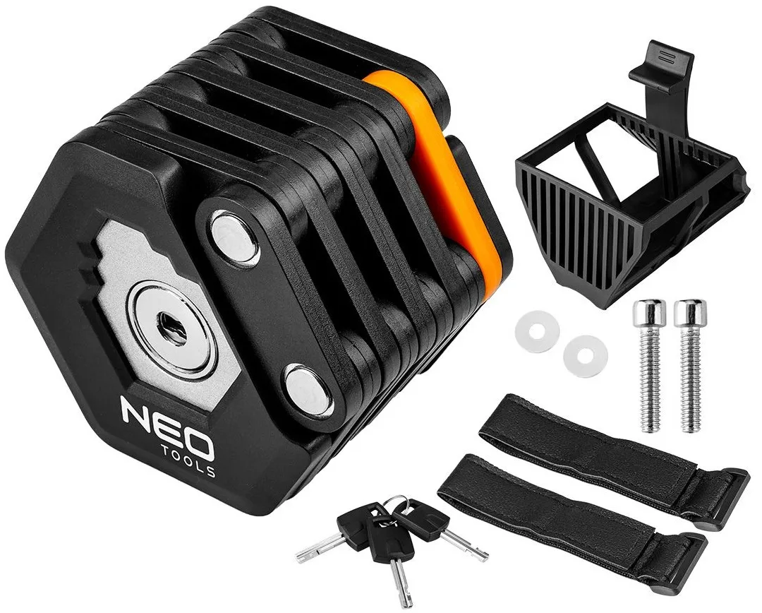 Замок протиугінний Neo Tools складаний, цинковий сплав + ABS пластик, 3 ключі, 78см, 0.62кг