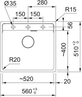Мийка кухонна Franke фраграніт 520х400х200 мм Онікс