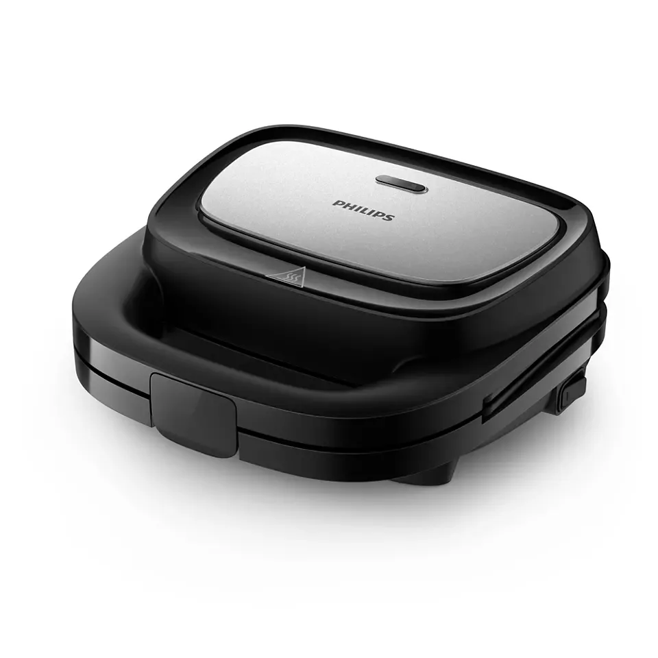 Мультимейкер Philips Series 5000, потужність 750 Вт, антипригарне покриття, 3 змінні пластини, пластиковий корпус, чорний з срібля