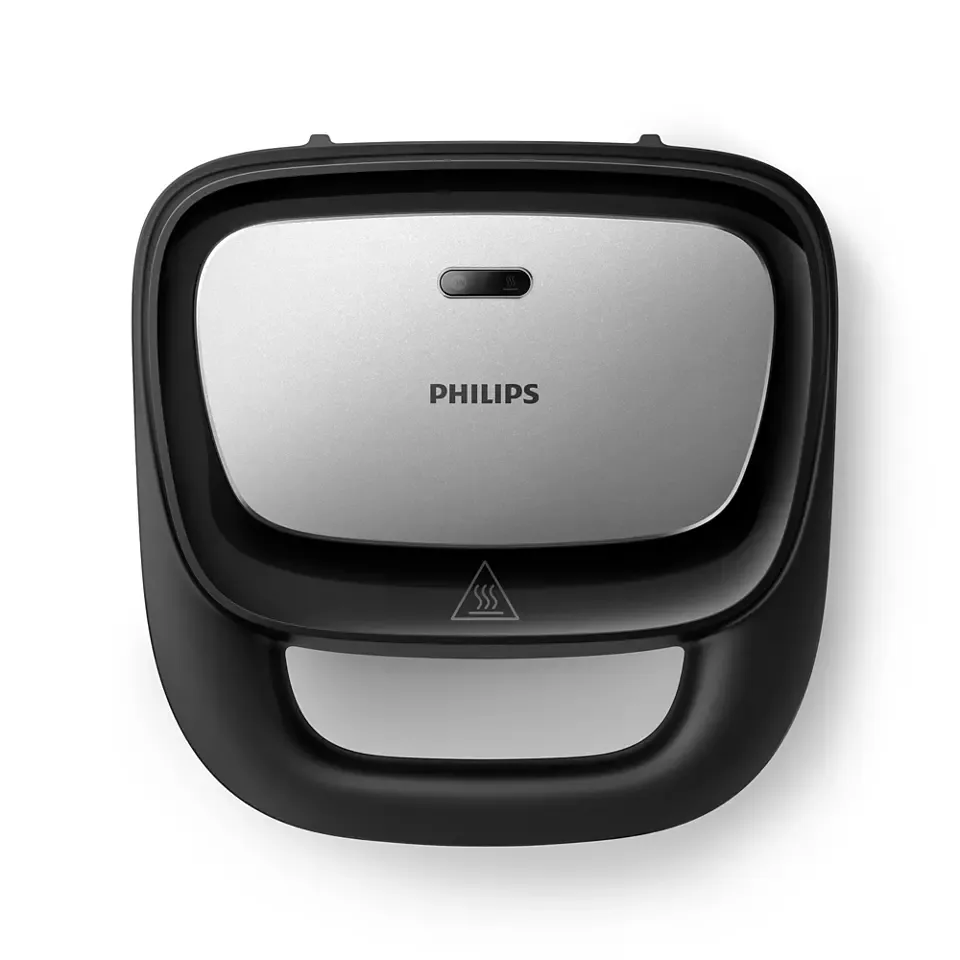 Мультимейкер Philips Series 5000, потужність 750 Вт, антипригарне покриття, 3 змінні пластини, пластиковий корпус, чорний з срібля