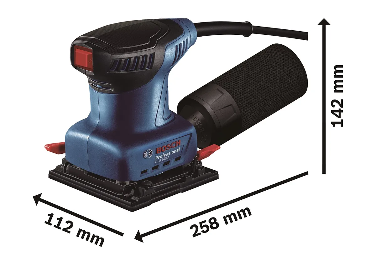Шліфмашина вібраційна Bosch 220Вт легка для шліфування деревини та металу з низькою вібрацією