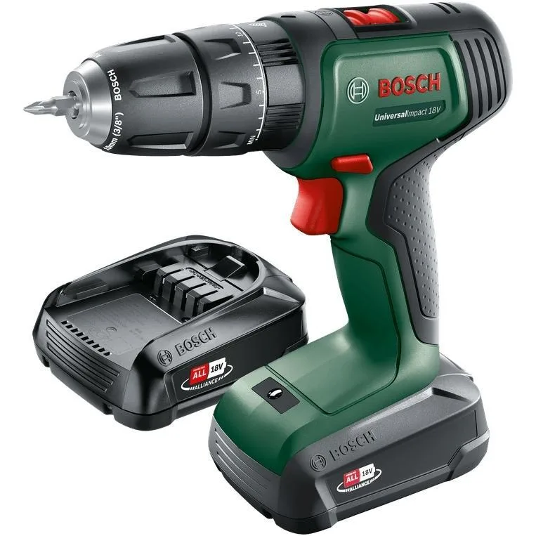 Акумуляторний дриль-шуруповерт Bosch 18 В 1,5 А·год 1,3 кг металевий чорний