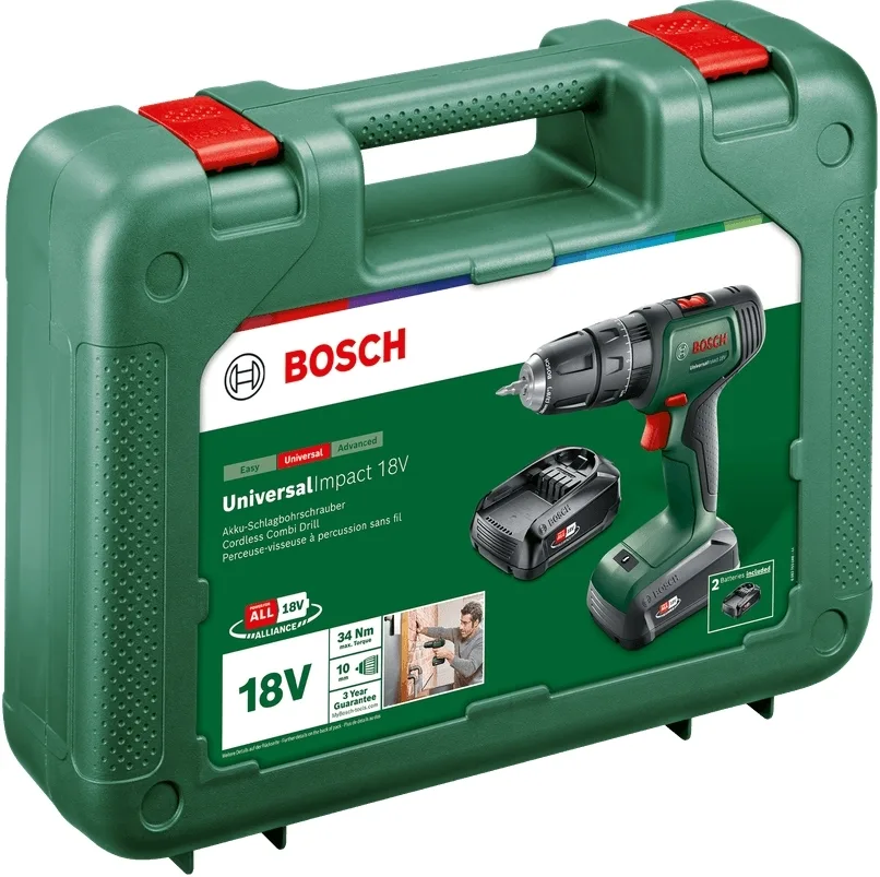 Акумуляторний дриль-шуруповерт Bosch 18 В 1,5 А·год 1,3 кг металевий чорний