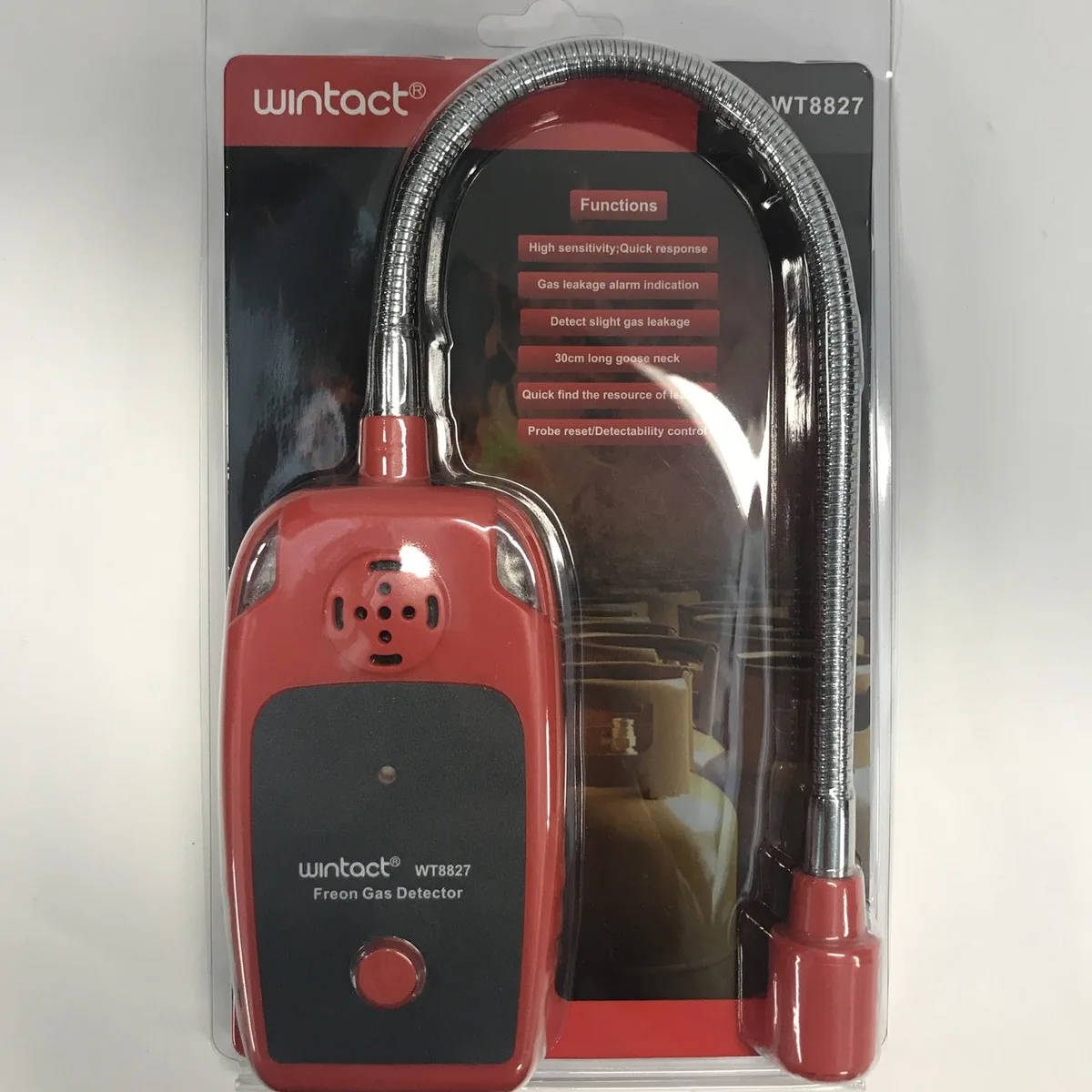 Детектор витоку фреону WINTACT WT8827 високочутливий 10-1000 ppm портативний 30 см чорний