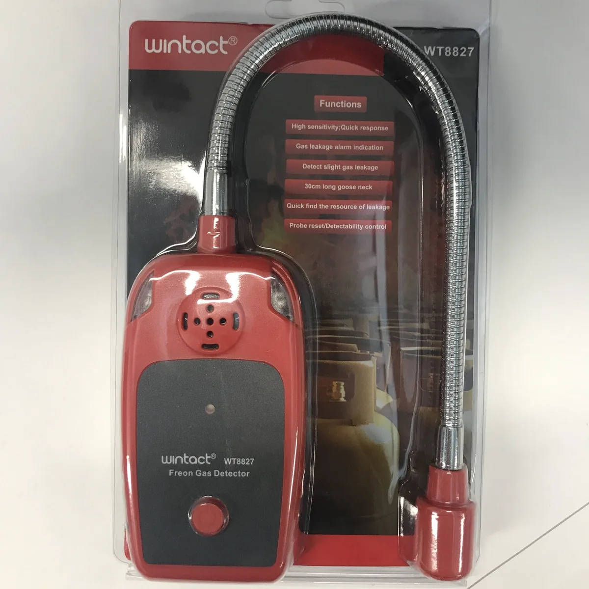 Детектор витоку фреону WINTACT WT8827 високочутливий 10-1000 ppm портативний 30 см чорний