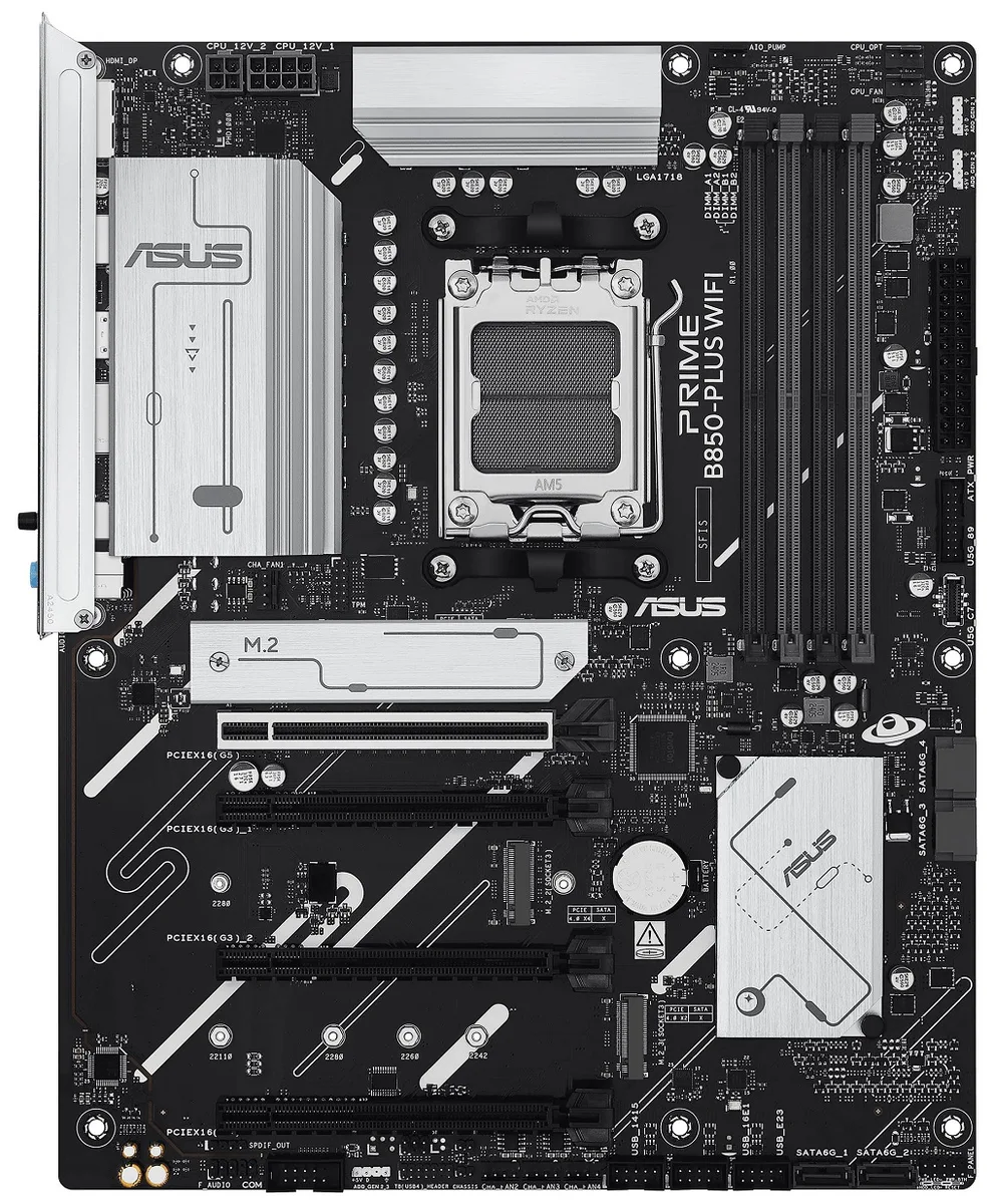 Материнcька плата ASUS PRIME B850-PLUS WIFI sAM5 B850 4xDDR5 M.2 HDMI DP Wi-Fi BT ATX