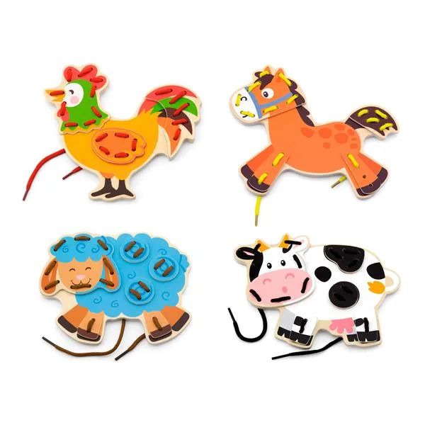 Дерев'яна шнурівка Viga Toys 21х5х19 см різнокольорова Фермерські звірята