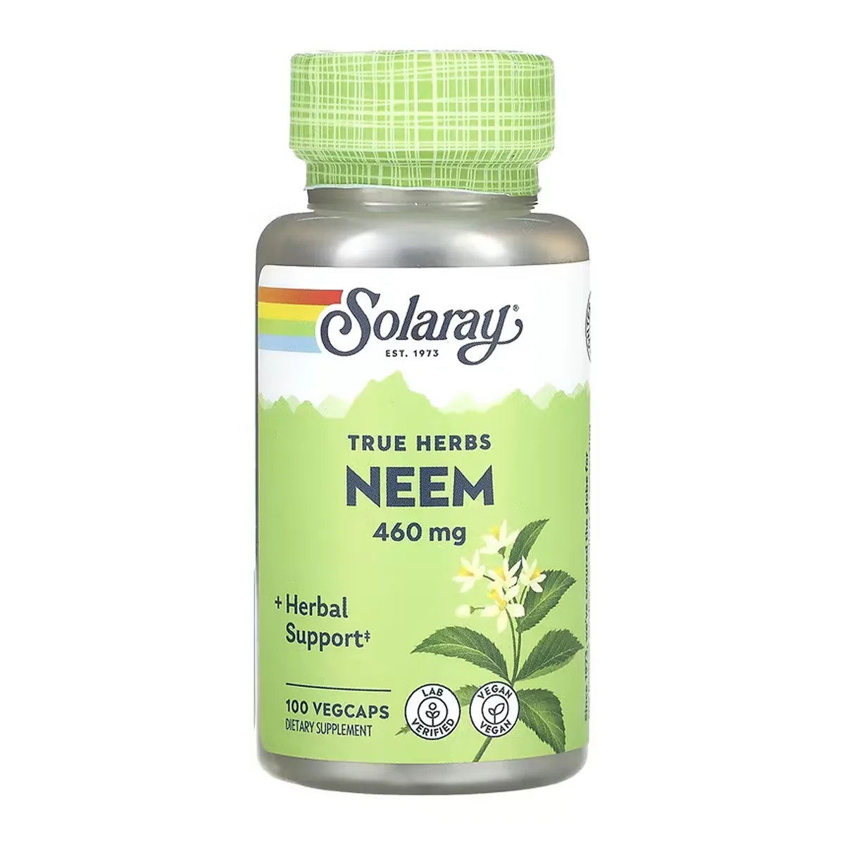 Натуральная добавка Solaray Neem Leaf 460mg 100 веганских капсул