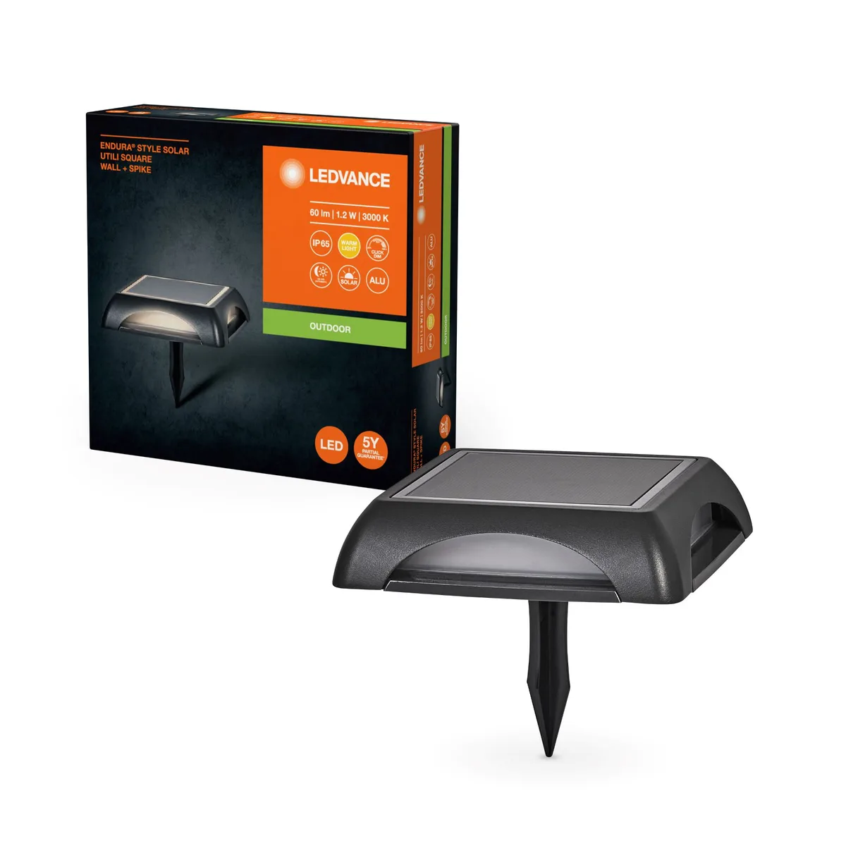 Светильник автономный LEDVANCE ENDURA STYLE SQUARE SOLAR UTILI 1.2Вт 3000K 60Лм черный