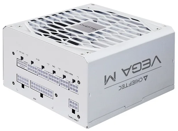 Блок живлення CHIEFTEC Vega M  (850W), >90%, 80+ Gold, 135мм FDB, 1xMB 24pin(20+4), 2xCPU 8pin(4+4), 3xMolex, 6xSATA, 4xPCIe 8pin(6+2), 1xPCIe GEN5 16pin, Fully Modular, White