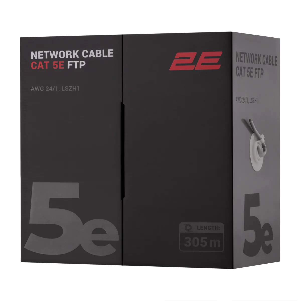 Кабель "вита пара" 2E CAT 5e, FTP, 305м, AWG 23/1, LSZH-1, сірий