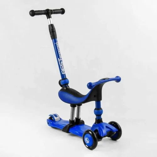 Трехколесный самокат Best Scooter с ручкой для детей от 1 года с амортизаторами и светом.