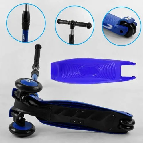 Трехколесный самокат Best Scooter с ручкой для детей от 1 года с амортизаторами и светом.