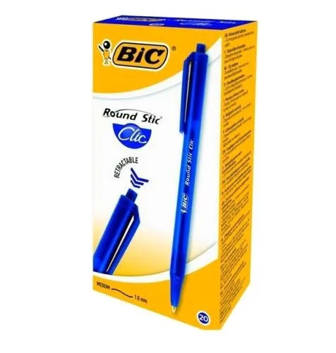 Комплект автоматичних кулькових ручок BIC 20 шт чорнила на олійній основі.