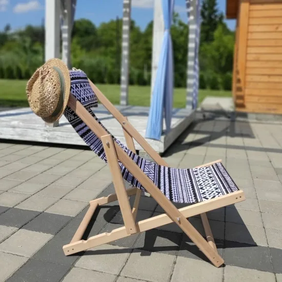 Шезлонг складной из дерева бук 110х60 см черный