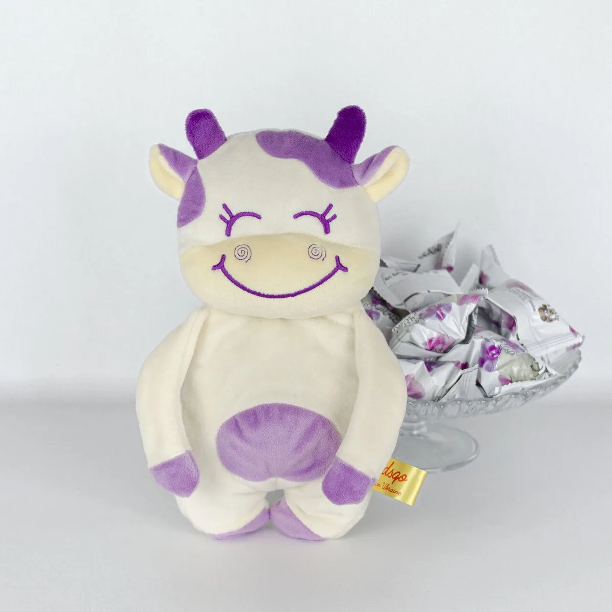 М'яка іграшка Kidsqo Корова Хлоя для цукерок мікроплюш 26 см біла