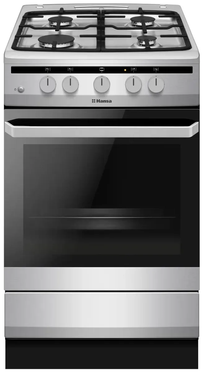 Газовая плита Hansa 60л с чугунными решетками для приготовления пищи с духовкой.